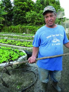 A Cuban grower with a home-made trenching tool. A lack of new tools in the country forces many growers to improvise. Photo: Sam Hitchcock Tilton