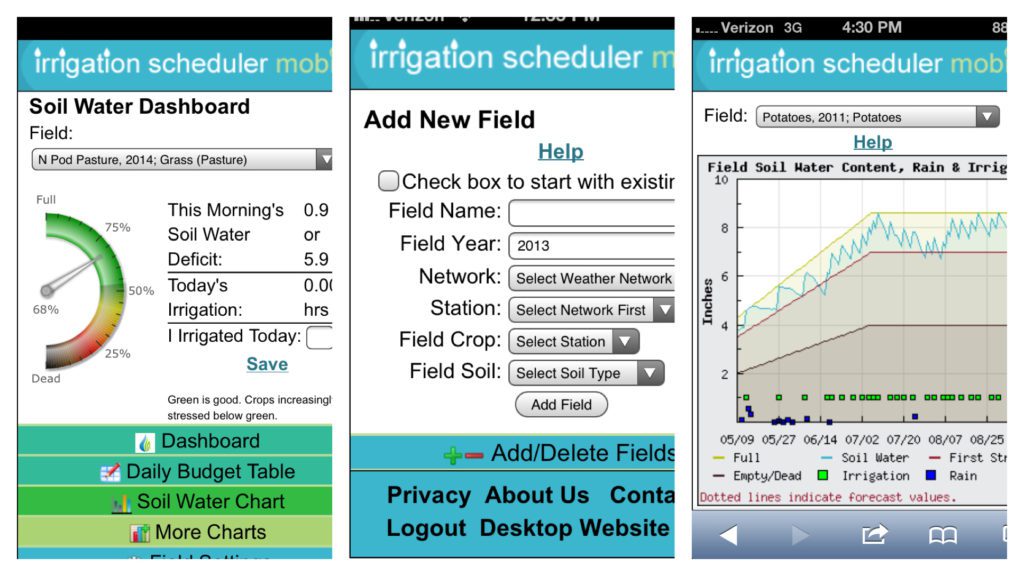 Irrigation scheduler app screenshots