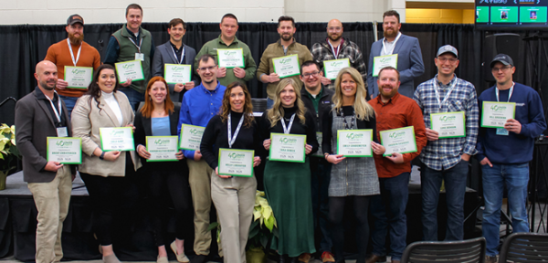 Fruit + Vegetable 40 Under 40 recipients gather at the 2023 Great Lakes Fruit, Vegetable and Farm Market EXPO in December 2023 in Grand Rapids, Michigan.