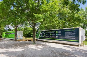Auburn University’s College of Agriculture, in partnership with Campus Dining, is using converted, high-tech shipping containers as self-contained vertical farms to grow produce for students. (Auburn University)