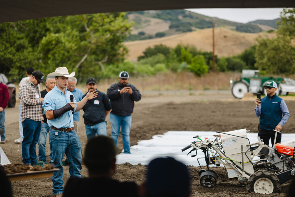Growers in field viewing research at Cal Poly Strawberry Center Field 
