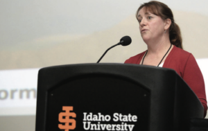 Carrie Wohleb speaks during the 2022 Idaho Potato Conference