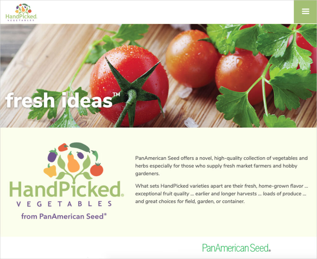 New website for HandPicked Vegetables collection