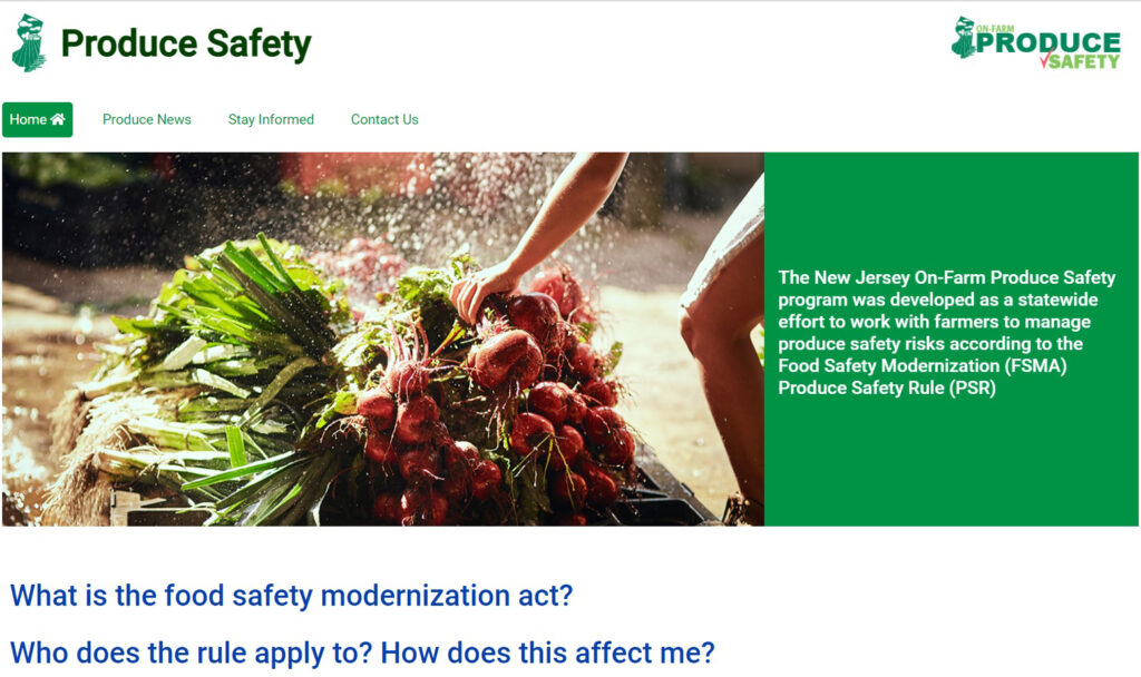 New Jersey activates On-farm Produce Safety website