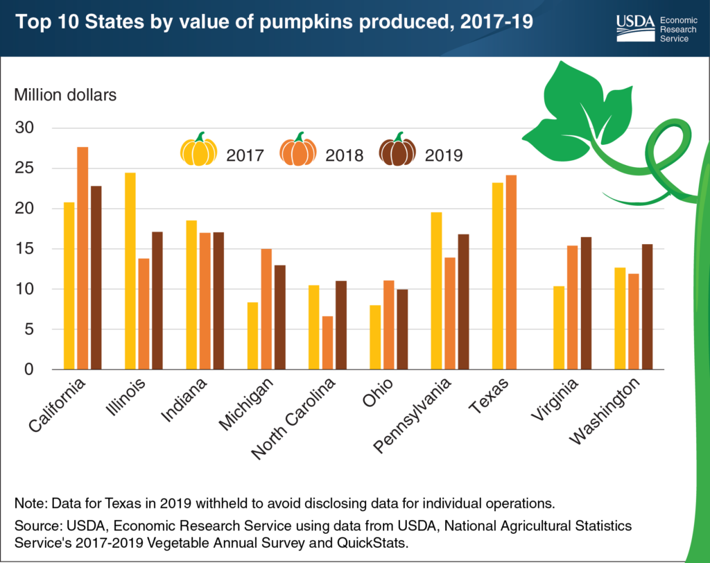 10 states produce most of the value of America’s pumpkins