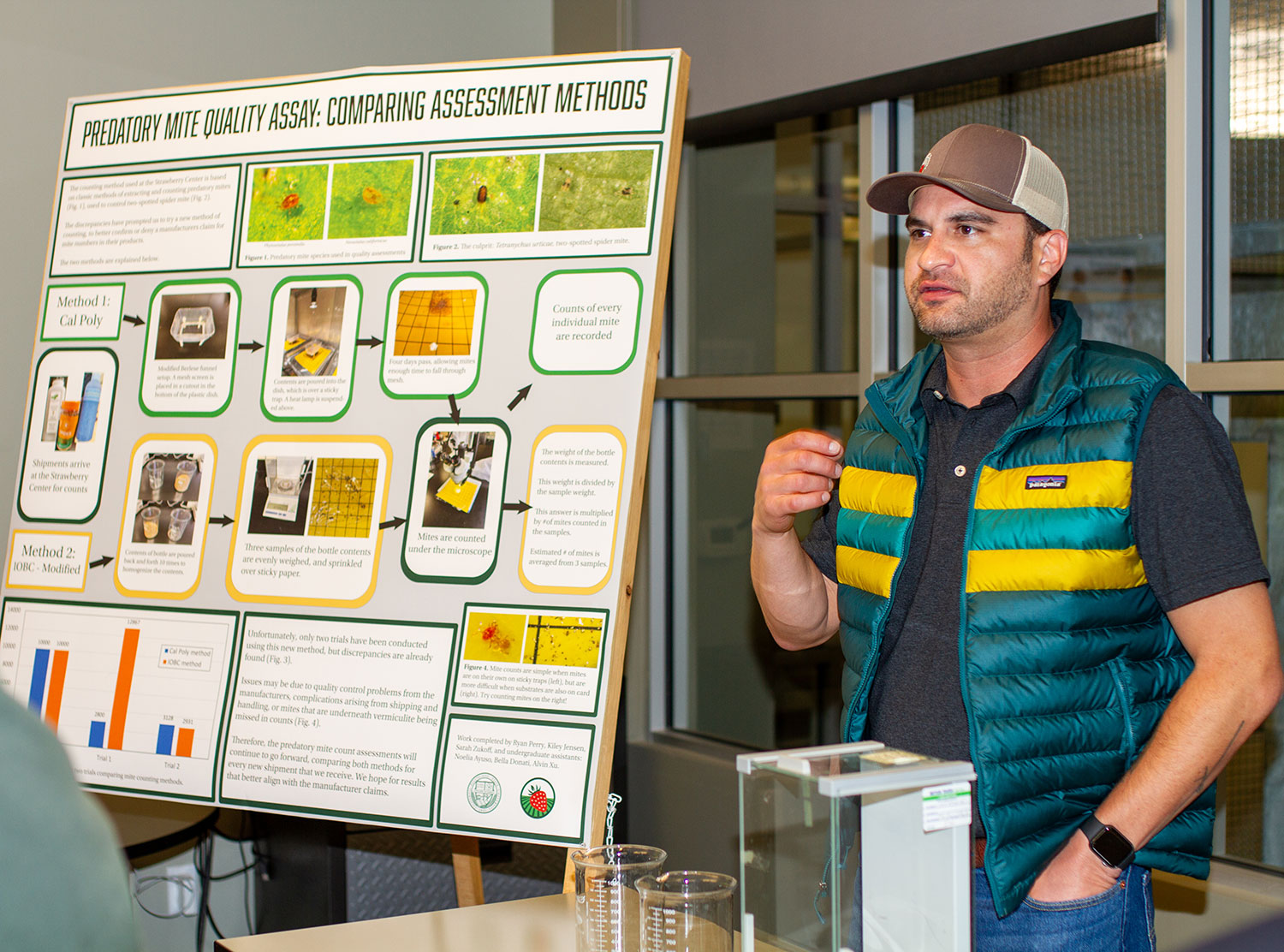Student presenting strawberry research