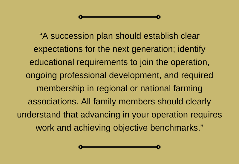 Text box with quote from the author of the article discussing succession planning