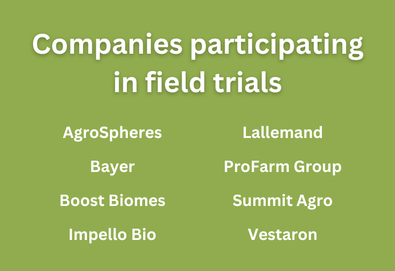 Text Box with company names participating in field trials with Platform10