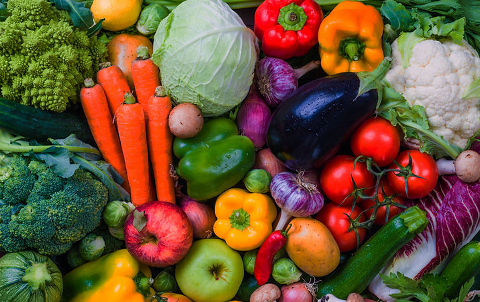 Assorted fresh vegetables.